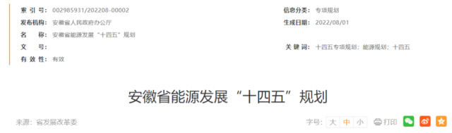 安徽：十四五新增風(fēng)電388萬千瓦、光伏1430萬千瓦